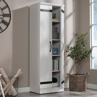 Soft White Tall Kitchen Pantry Cabinet with Adjustable Shelves