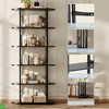 6 Tier Industrial Bookshelf 71 Inch Tall Narrow Wooden Bookcase with Iron Frames Compact Open Display Shelving Unit - 3 of 4