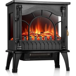 ZAFRO Freestanding Electric Fireplace Stove with Realistic Flame, 5100 BTU Electric Fireplace Heater with Retro Design, 1000W/1500W - 1 of 4