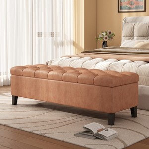 Christopher Knight Home Tartaglia Contemporary Faux Leather Upholstered Button Tufted Storage Ottoman - 1 of 4
