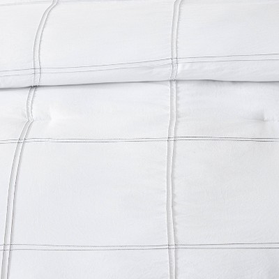 White and Black Reversible Microfiber Comforter Set with Decorative Pillows