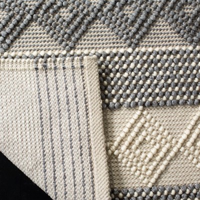 Handmade Gray and Ivory Wool Braided Square Accent Rug
