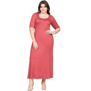 Plus Size Elbow Length Sleeve Maxi Dress - 24seven Comfort Apparel™ - 1 of 4