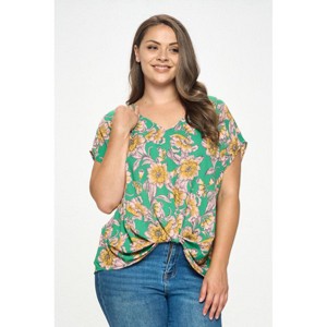 WEST K Women's Leah V Neck Short Dolman Sleeve Front Knob Blouse - 1 of 4