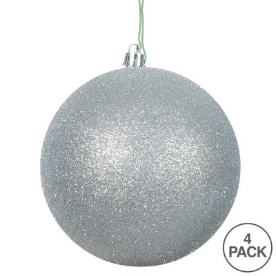 Silver Glitter Shatterproof Plastic Christmas Ball Ornaments, Set of 6
