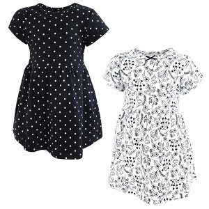Hudson Baby Infant and Toddler Girls Cotton Dresses, Black White Flowers - 1 of 4