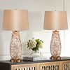 Regency Hill Cottage Table Lamps 26.5" High Set of 2 Mother of Pearl Tile Vase Beige Drum Shade for Living Room Family Bedroom Bedside Office - 2 of 4