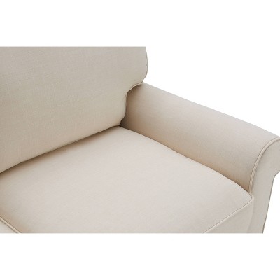Buttercream Microfiber Rolled Arm Loveseat with Wood Frame