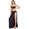 LA LEELA Women's Pareos Summer Wraps Beach Sarong Beach Swimsuit Cover Ups One Size Black Mandala - 4 of 4