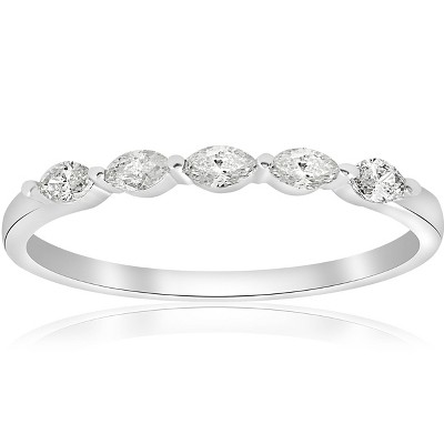 Pompeii3 1/2ct Marquise Diamond Five Stone Wedding Ring 14K White Gold
