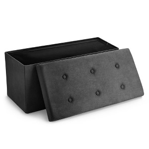 Sorbus Collapsible Bench Ottoman With Cover - Faux Suede - 1 of 4