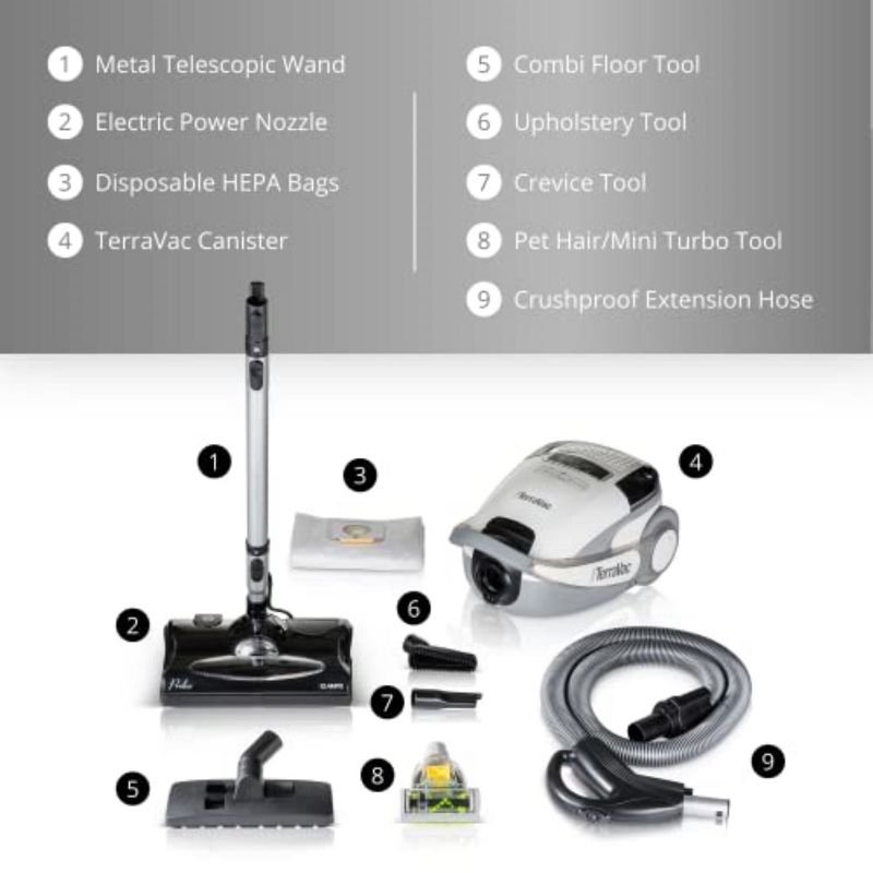 Prolux TerraVac 5 Speed Quiet Canister Vacuum Cleaner with sealed HEPA Filter, 4 of 8