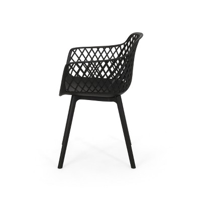 Black Polypropylene Resin Outdoor Dining Chairs, Set of 2
