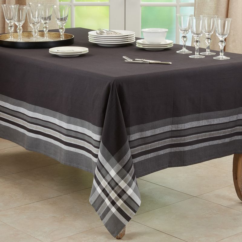 Saro Lifestyle Cotton Tablecloth With Striped Border, 5 of 7