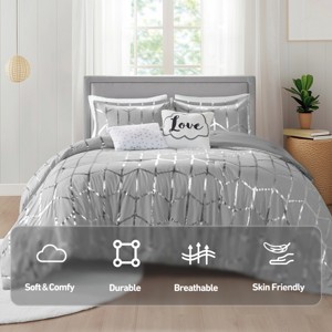 Stylish Geometric Metallic Print Comforter Set, All Season Home Textile for Modern Bedroom Decor, Valentine's Day Gifts - 1 of 4