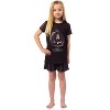 Wednesday Addams Girls' Striped Sleep Pajama Set Shorts and Shirt Black - 4 of 4