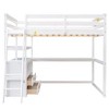Sapphtopaz Loft Bed with Desk Wood Loft Bed with ladder & Guardrail,Space-Saving Beds Frame with Drawers & Shelves for Teen&Adult - 3 of 4
