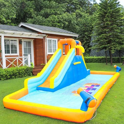 SKONYON Inflatable Water Slide Park Kids Splash Pool Bounce House with 450W Blower