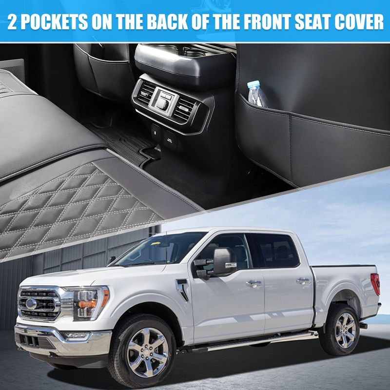 Unique Bargains Car Front Rear Seat Covers Pad for Ford F-150 Crew Cab 2009-2023 5 Pcs, 3 of 7