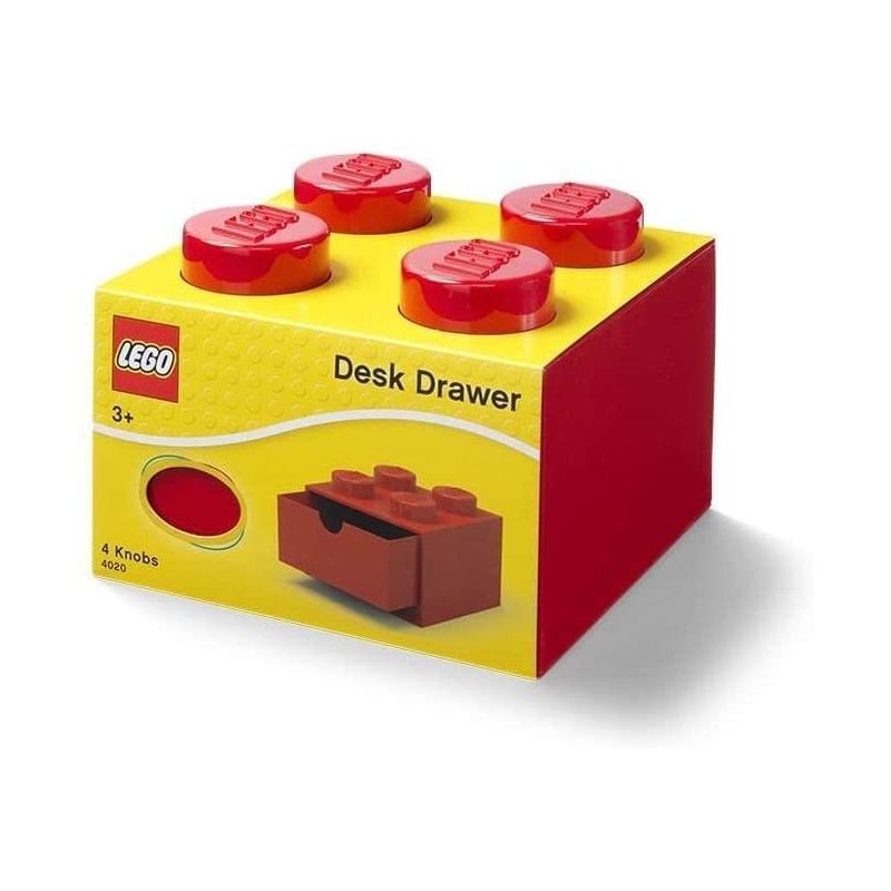 Room Copenhagen LEGO Desk Drawer 4 Knobs Stackable Storage Box | Red, 2 of 4