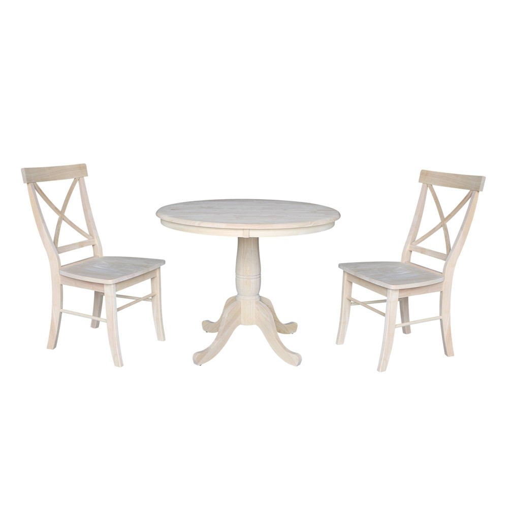 Photos - Dining Table International Concepts 36" Round Pedestal Table with 2 Chairs Dining Sets