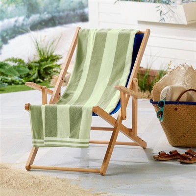 Eucalyptus Green Cotton Cabana Striped Oversized Beach Towel