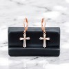 Slickblue Women’s Rose Gold Cross Drop Earrings, 5 Carat Baguette Cubic Zirconia, Lever Back, Classic Style - 2 of 3