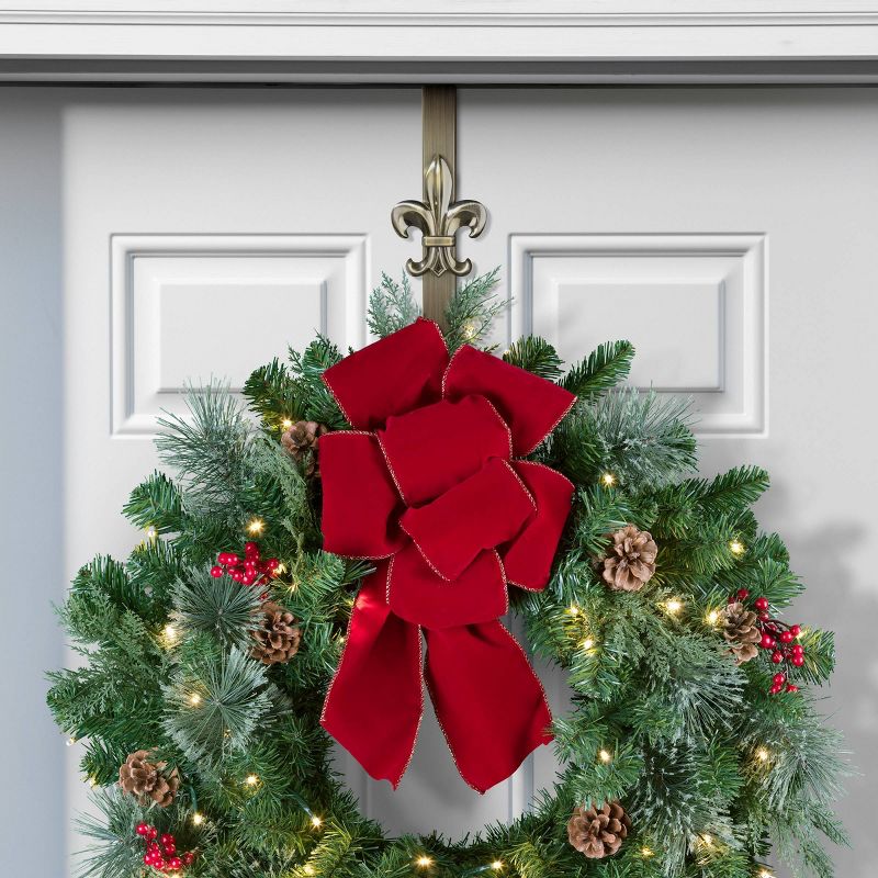 Haute Decor Christmas Adjustable Wreath Hanger with Icon Bundle Antique Brass Butterfly/Sun/Snowflake/Fleur de lis, 4 of 7
