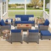 Buenhomino 10-Piece Outdoor Patio Set – 4 Single Chairs, Sofa, 2 Side Tables, 2 Ottomans & Coffee Table, All-Weather Wicker, Beige - 2 of 4