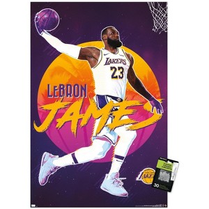 Trends International NBA Los Angeles Lakers - LeBron James 20 Unframed Wall Poster Print Clear Push Pins Bundle 22.375" x 34" - 1 of 4