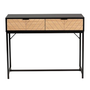 Jacinth Two-Tone Wood and Metal 2 Drawer Console Table Black/Natural Brown - Baxton Studio: Industrial Style, Secure Storage, Assembly Required - 1 of 4