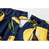Vintage A-Line Pleated Skirt for Women - Midi Length High Waist Flowy Retro Skirt Navy Lemon - 3 of 4