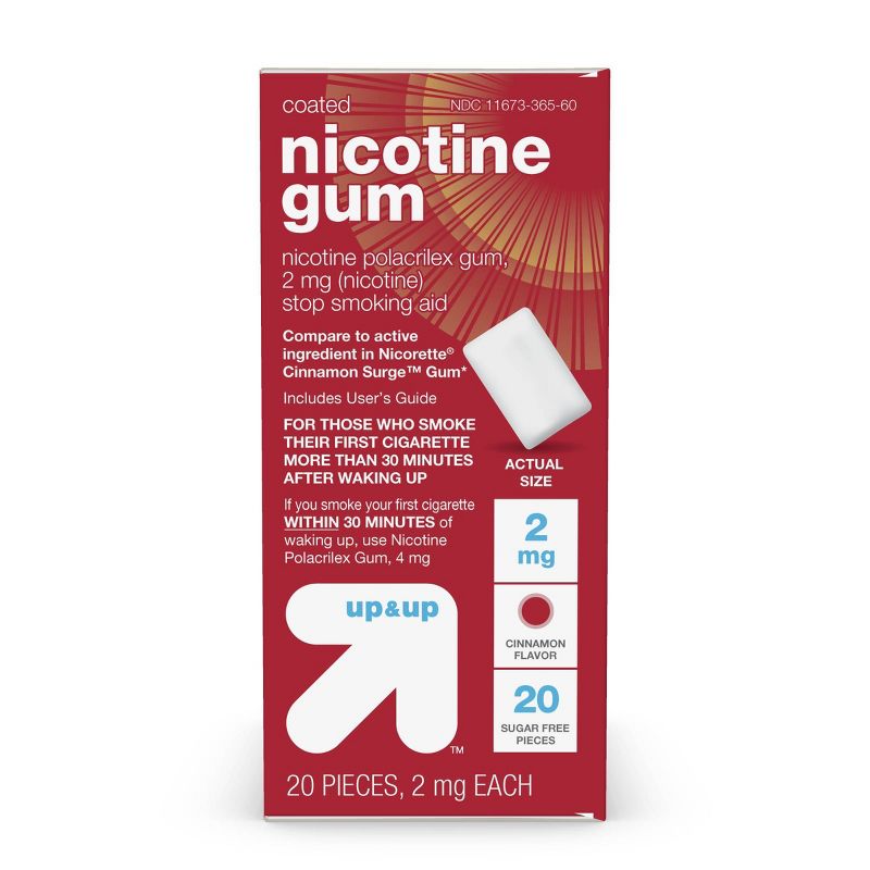 Coated Nicotine 2mg Gum Stop Smoking Aid - Cinnamon - up & up™, 1 of 8