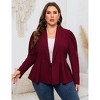 Coolmee Womens Blazers Casual Business Knit Blazer for Work Long Puff Sleeve Lapel Blazer Suit Jackets 3XL Wine Red - 4 of 4