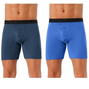 INSPIRE CHIC Men's 2 Pack Solid Color Soft Stretch Open-fly Basic Boxer Briefs - 1 of 4