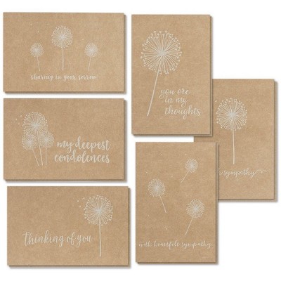 Best Paper Greetings 36 Pack Kraft Blank Sympathy Cards with Envelopes, Assorted Dandelions Greeting Cards Bulk Boxed 4x6 in