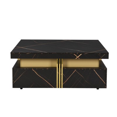 NicBex Modern 43.3" Square Coffee Table with 4 Storage Drawers for Living Room