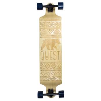 Quest "California Native" Laser Etched Graphics 41" Downhill Style Longboard Skateboard - Natural Wood