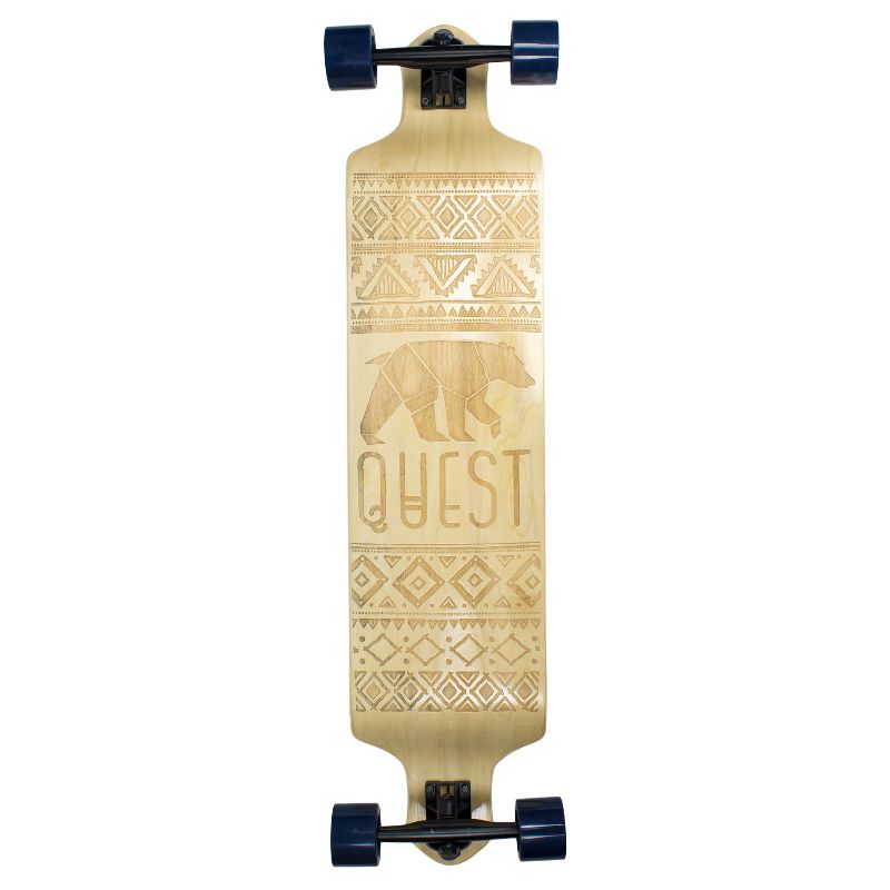 Quest &#34;California Native&#34; Laser Etched Graphics 41&#34; Downhill Style Longboard Skateboard - Natural Wood, 1 of 5