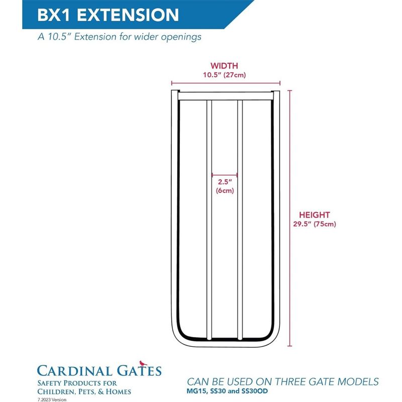 Cardinal Gates BX1 10.5” Baby & Pet Gate Extension - Fits Cardinal Gates Safety Gates, 5 of 6