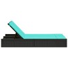 vidaXL Double Sun Lounger Black Poly Rattan Patio Furniture with Turquoise Cushions and Adjustable Backrest - 4 of 4