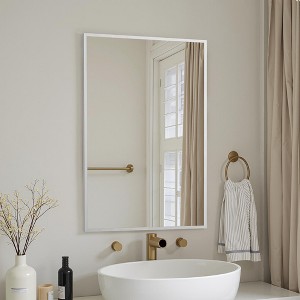 91cm Silver Aluminum Rectangular Mirror with Slim Frame and Right Angles, 1.5cm Depth - 1 of 3