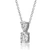 Guili Elegant White Gold Plated Two-Stone Drop Pendant Necklace with Lab-Created Moissanite – Sparkling and Sophisticated Design - 2 of 3