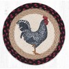 Earth Rugs Black & White Rooster Printed Round Trivet – 10"x10" Braided Jute Hot Pad, Farmhouse Country Kitchen Accent - 2 of 3