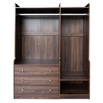 NicBex 66.90"H Open Armoire Wardrobe Closet Storage Cabinet with Shelves & 3 Drawers for Bedroom