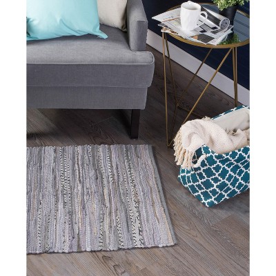 Handmade Multi Gray Cotton Reversible Rag Rug 2x3