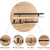 LunaLulinlk Key Holder for Wall Decorative with Shelf and Hooks, Wood Round Wall Mount with Holder, Entryway Key Rack Hanger Light Brown - 4 of 4