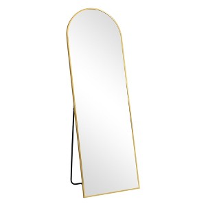 Lirago 64" x 21" Arched full body mirror with Gold Scratch-Resistant Aluminum Alloy Frame with Stand - 1 of 4