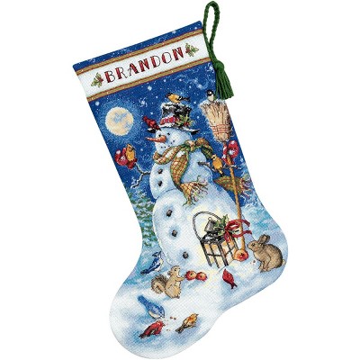 Dimensions Gold Collection Counted Cross Stitch Kit 16" Long-Snowman & Friends Stocking (18 Count)