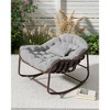 Outdoor Rocking Chair, Oversized Wicker Lounge Chair with Cushion and Metal Frame, Patio Rattan Egg Rocker for Balcony Backyard Porch Bedroom - 4 of 4